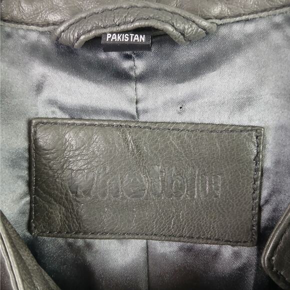 Whetblue SZ M Buttery Soft Lambskin Leather Moto Jacket Gray Silver Hardware - Picture 6 of 7